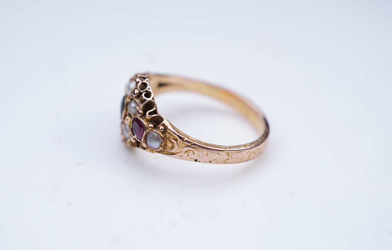 A Victorian paste and seed pearl ring, mid 19th century
